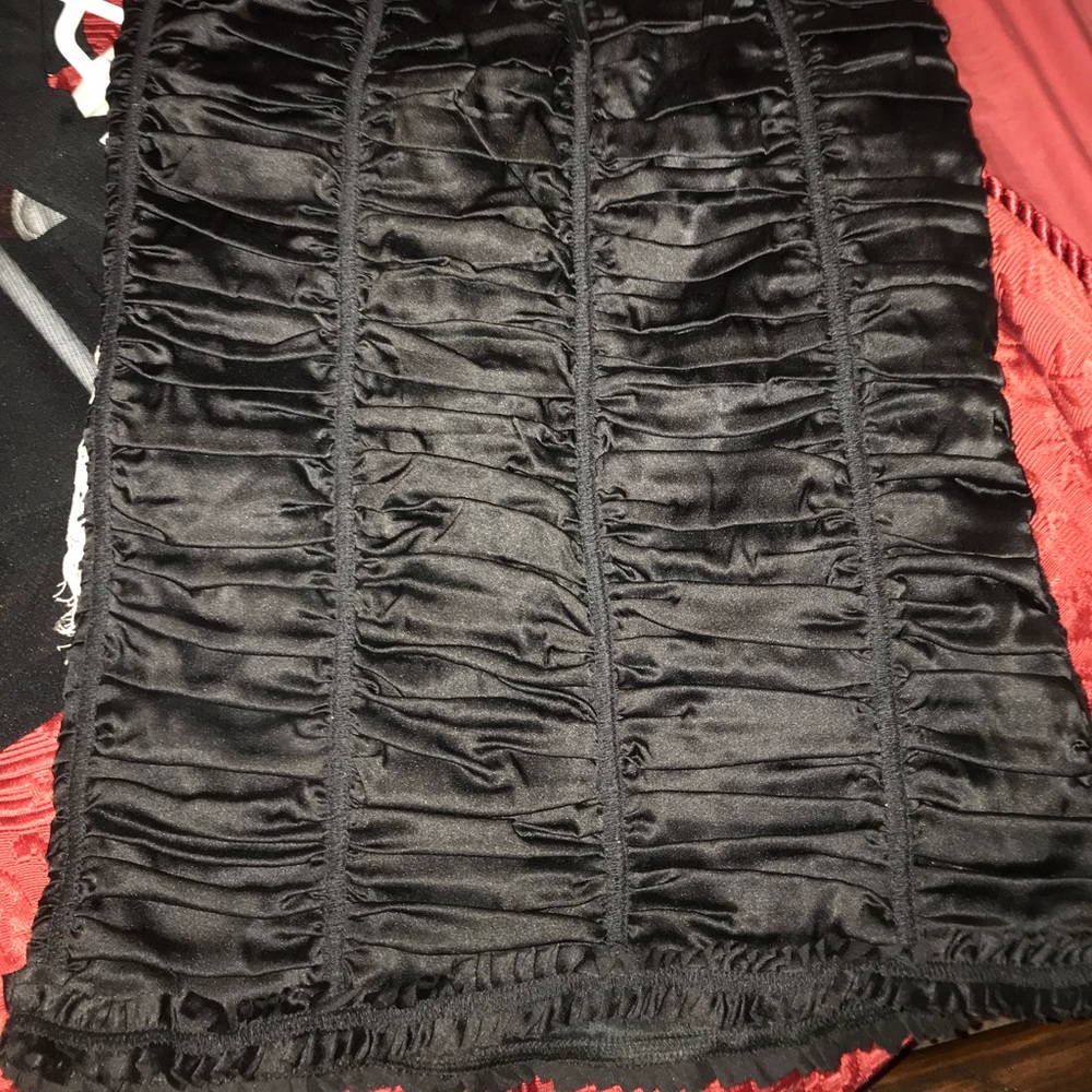 D&G Dolce & Gabanna SKIRT Black Satin Ruched